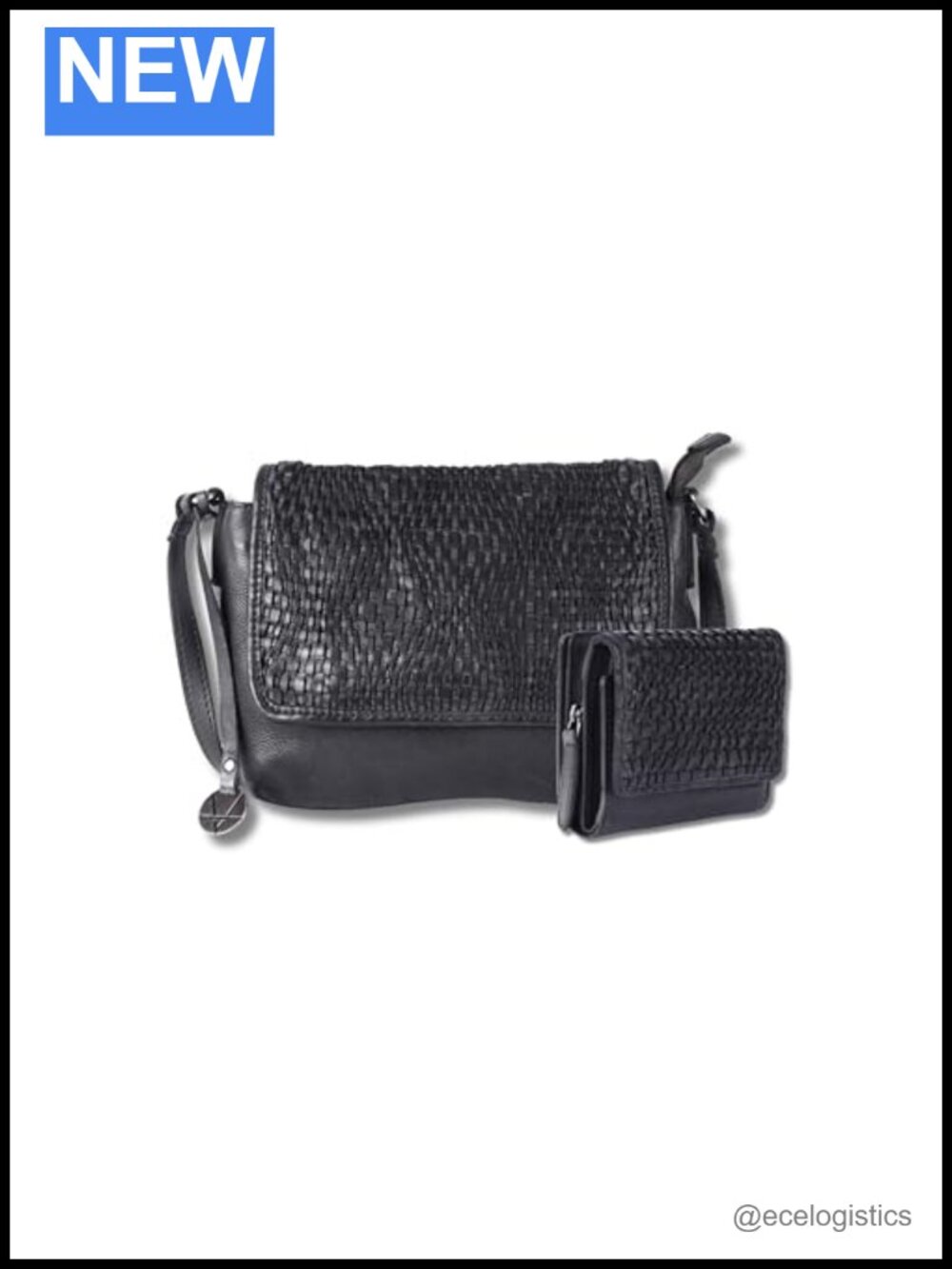 Genuine Leather Crossbody Bag & Wallet Set for Women with Zipper Closure